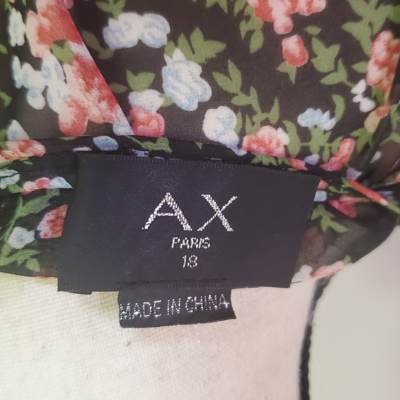 Ax Paris Black/Mauve/Green Multi-color Floral Long Sleeve Mini Dress, Size 18 - Picture 15 of 15